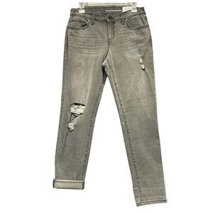 NWT INC International Concepts Denim Jeans Womens Gray Size 6/28 Ripped Straight